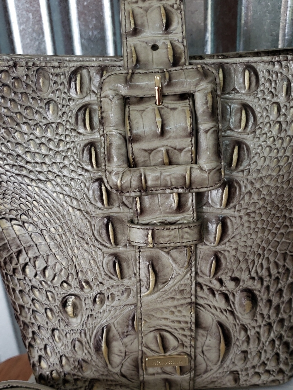Croc-Embossed Bucket Bag in Taupe - Women Bags - Picture 2 of 6